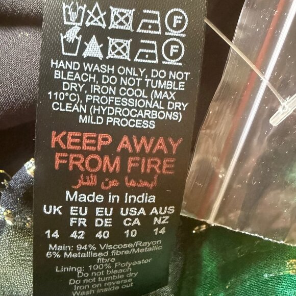 Karen Millen Size 10 NEW Green Metallic Iridescent Long Sleeve Column Midi Dress - Picture 14 of 16